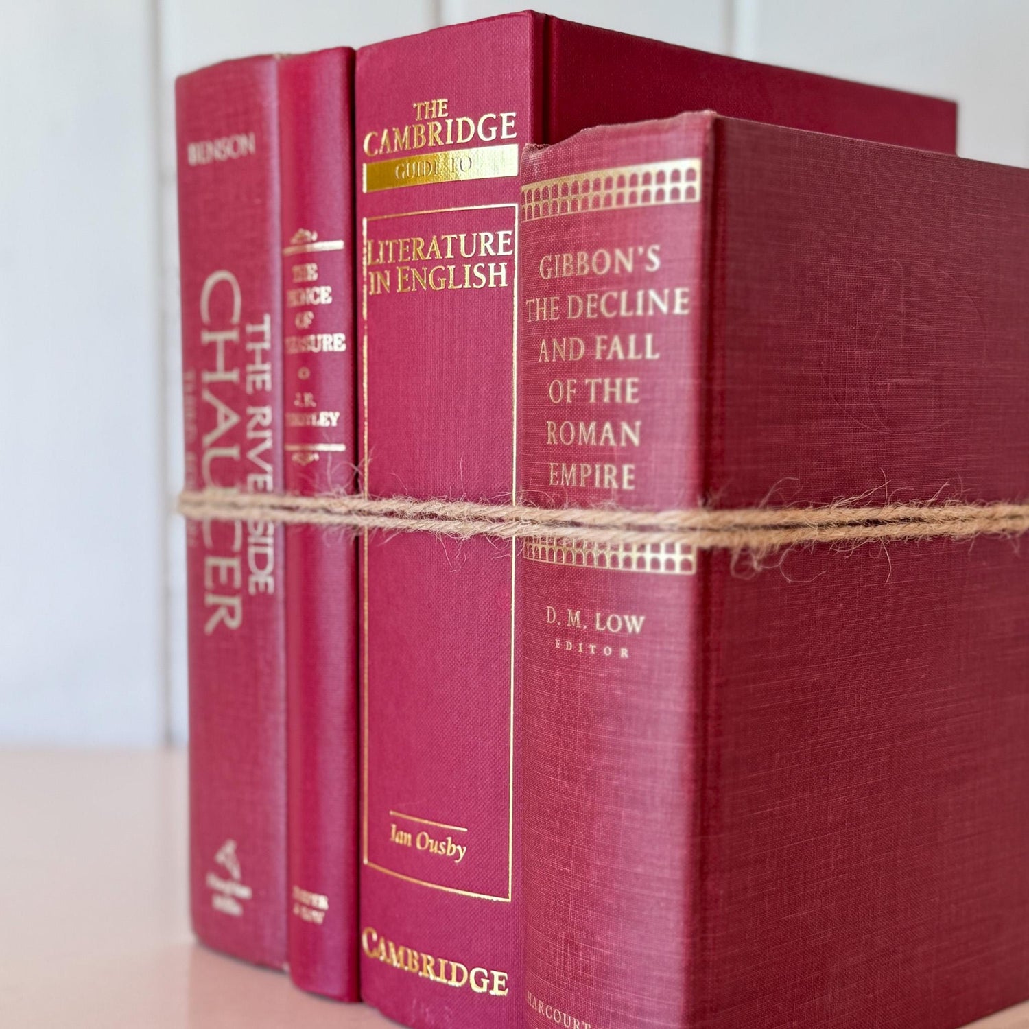 Vintage Burgundy and Mauve Oversized Decorative Books - Pretty Old Books