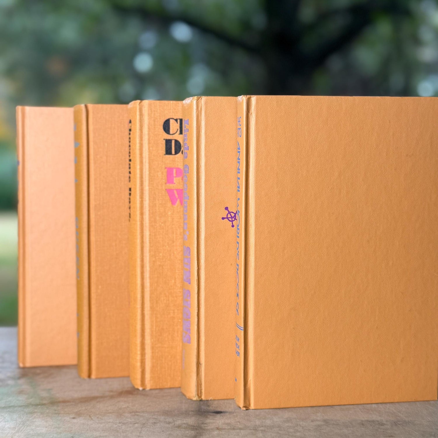 Vintage Butterscotch Tangerine Orange Decorative Books for Retro 1960s Shelf Styling - Pretty Old Books
