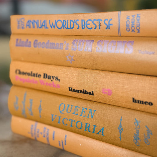 Vintage Butterscotch Tangerine Orange Decorative Books for Retro 1960s Shelf Styling - Pretty Old Books