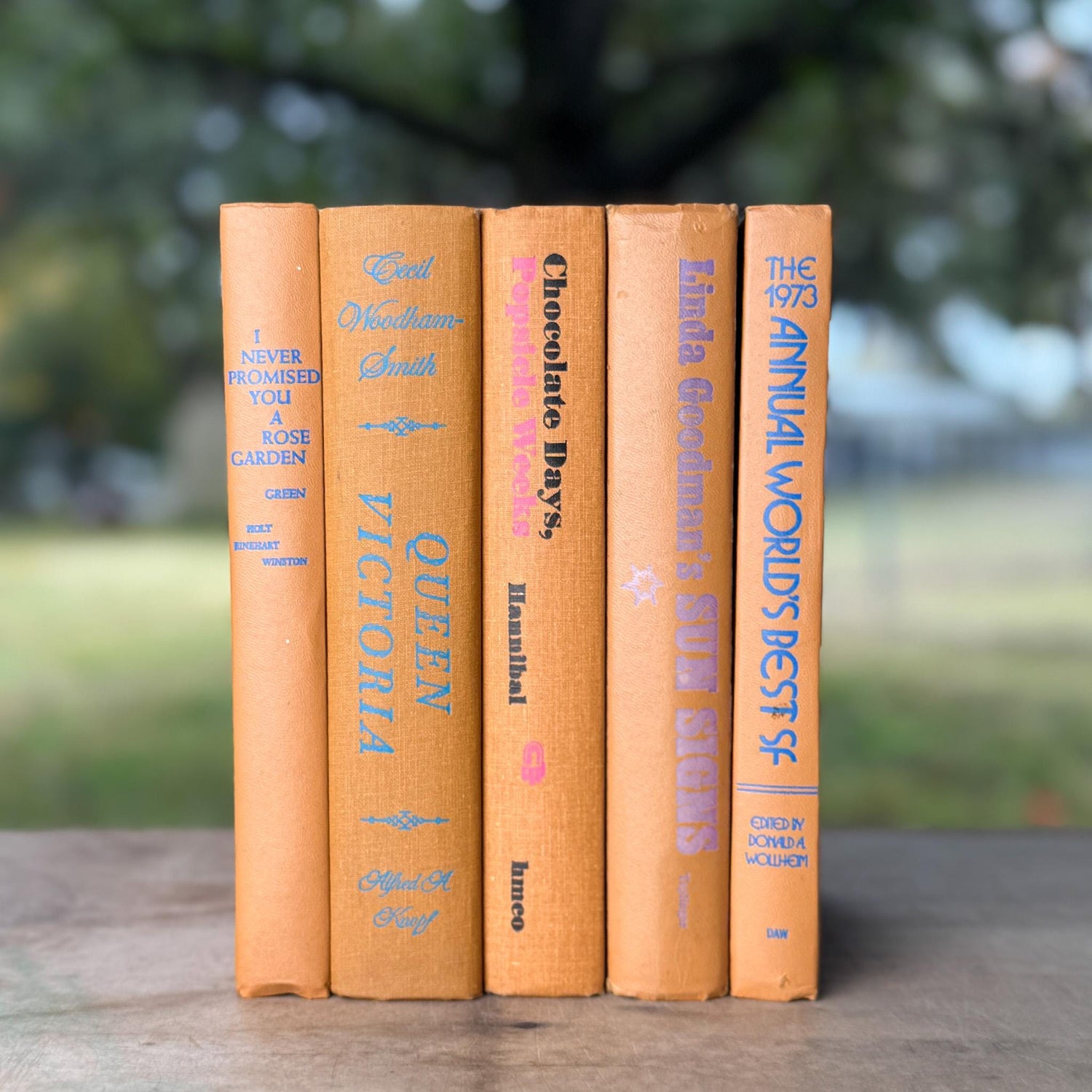 Vintage Butterscotch Tangerine Orange Decorative Books for Retro 1960s Shelf Styling - Pretty Old Books