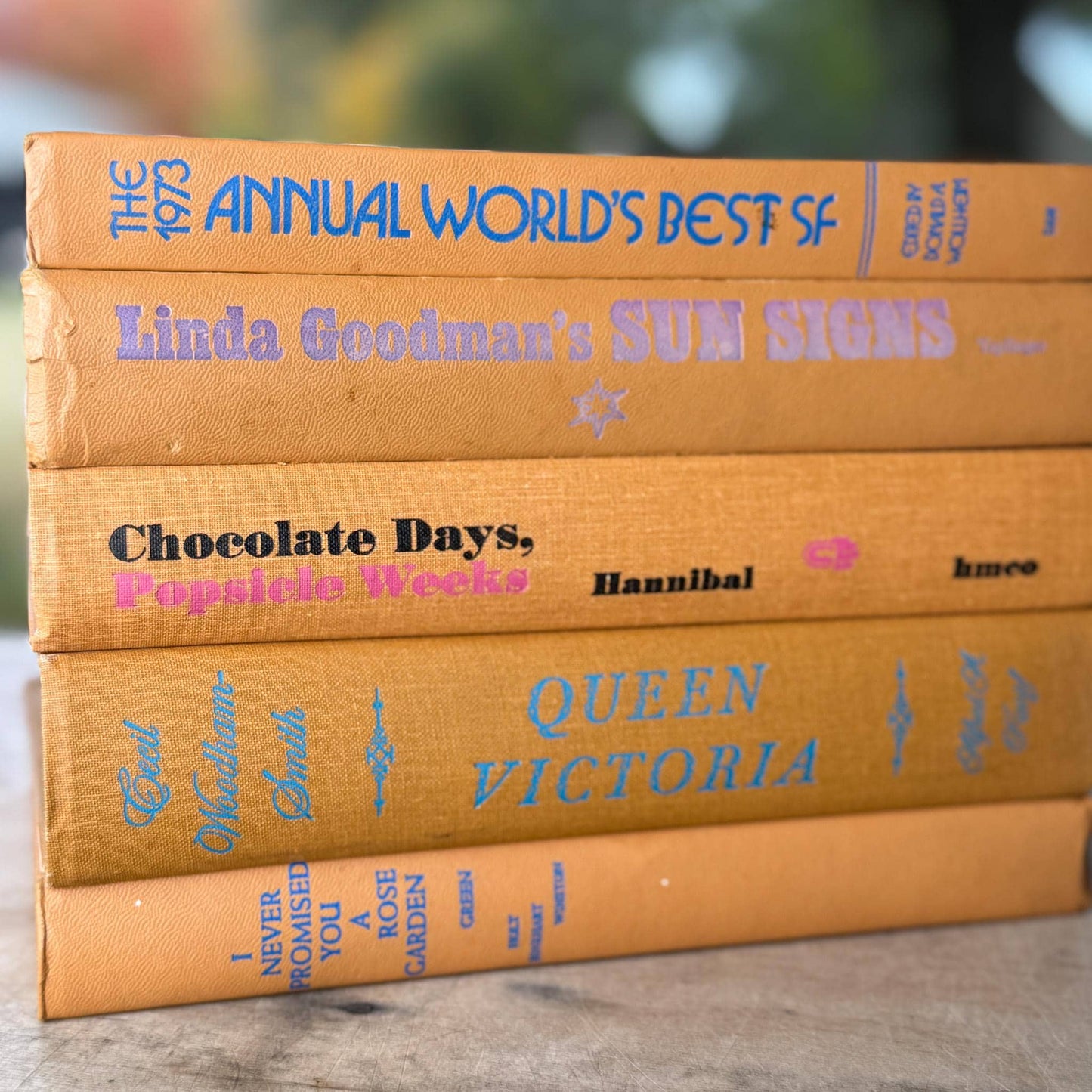 Vintage Butterscotch Tangerine Orange Decorative Books for Retro 1960s Shelf Styling - Pretty Old Books