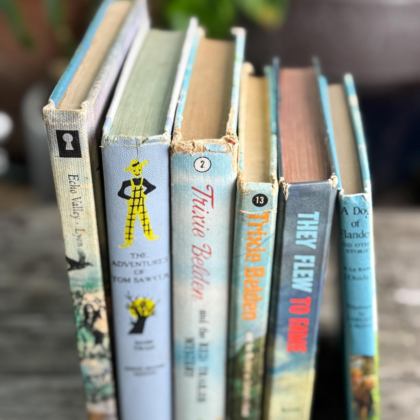 Vintage Children’s Book Set in Blue and Lilac - Pretty Old Books