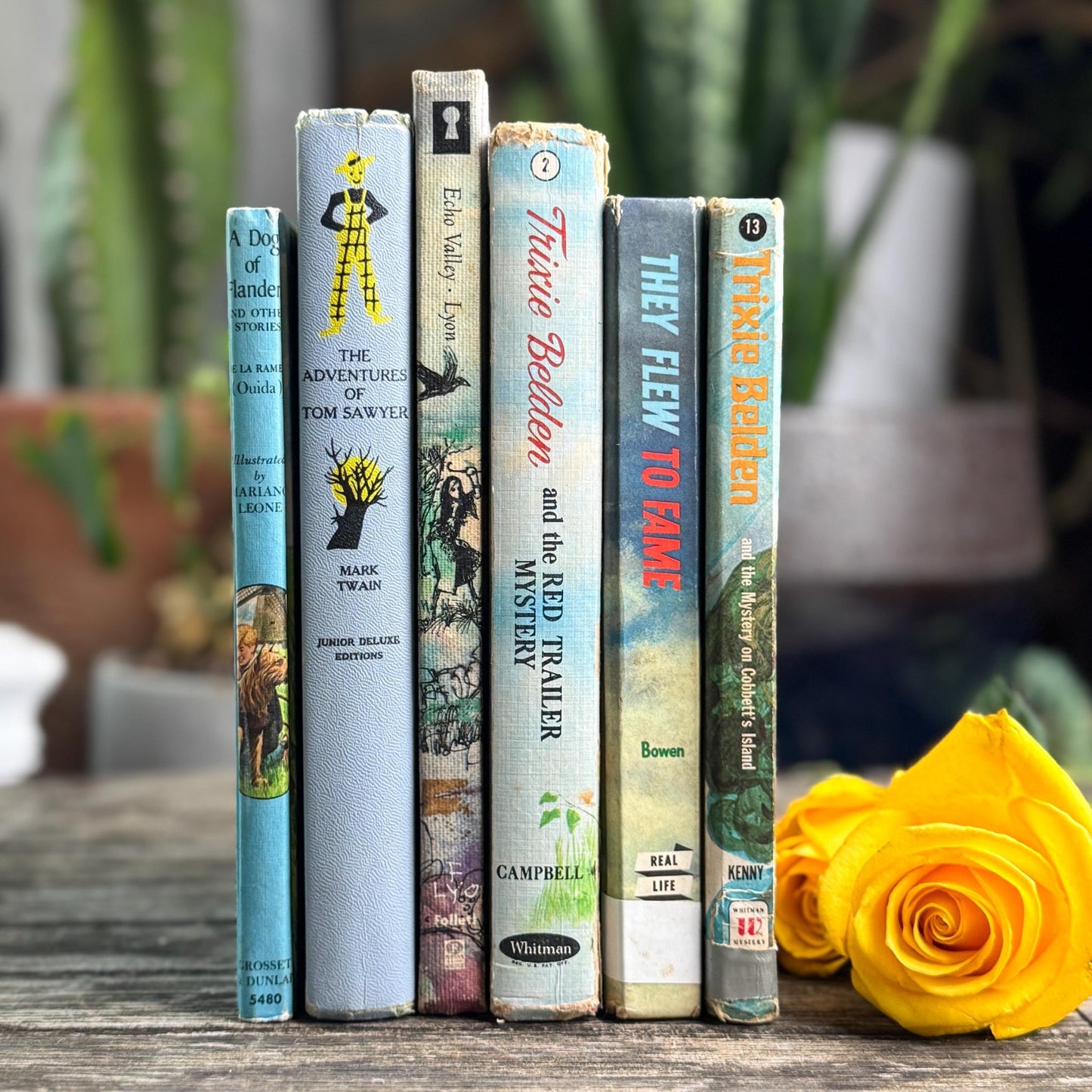 Vintage Children’s Book Set in Blue and Lilac - Pretty Old Books