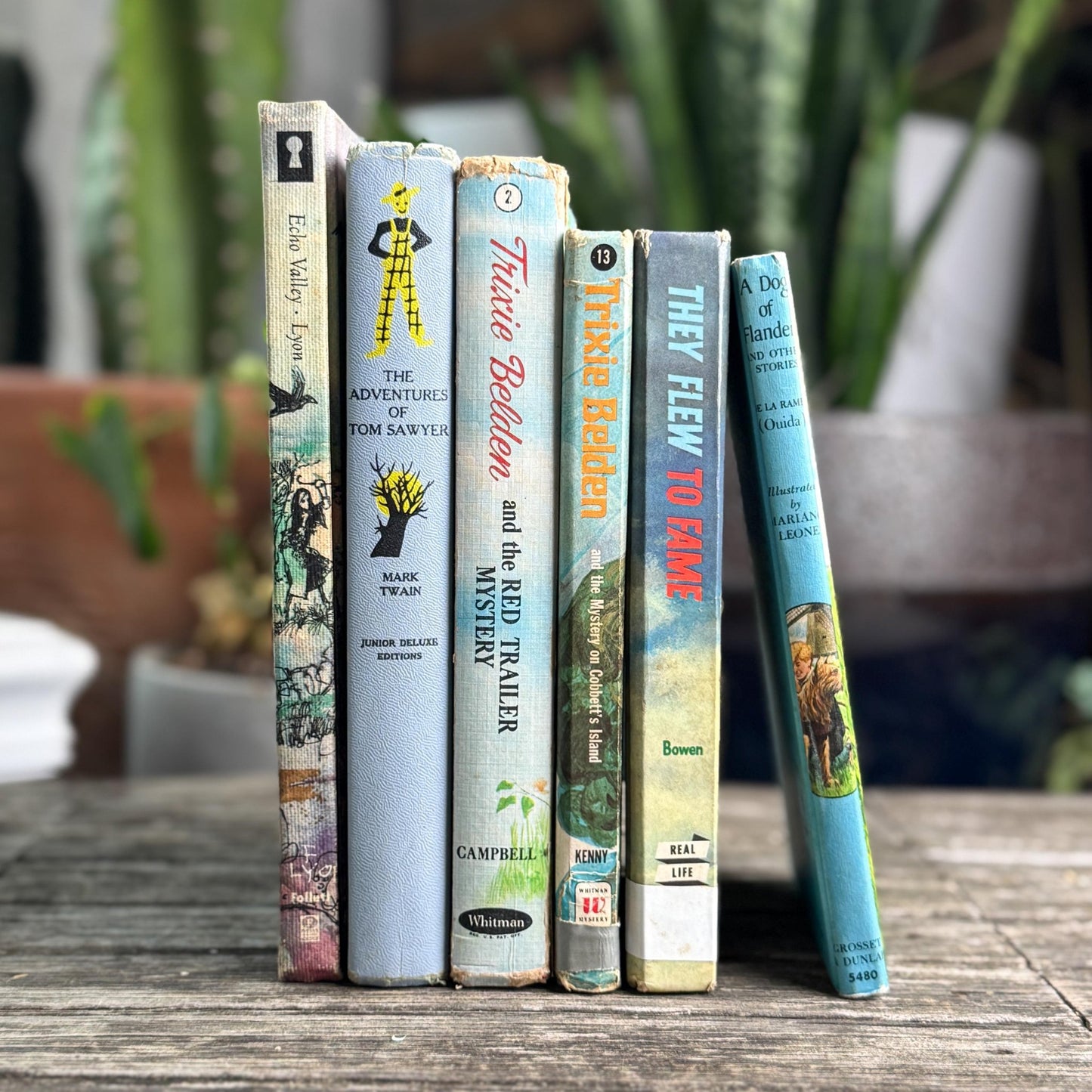 Vintage Children’s Book Set in Blue and Lilac - Pretty Old Books