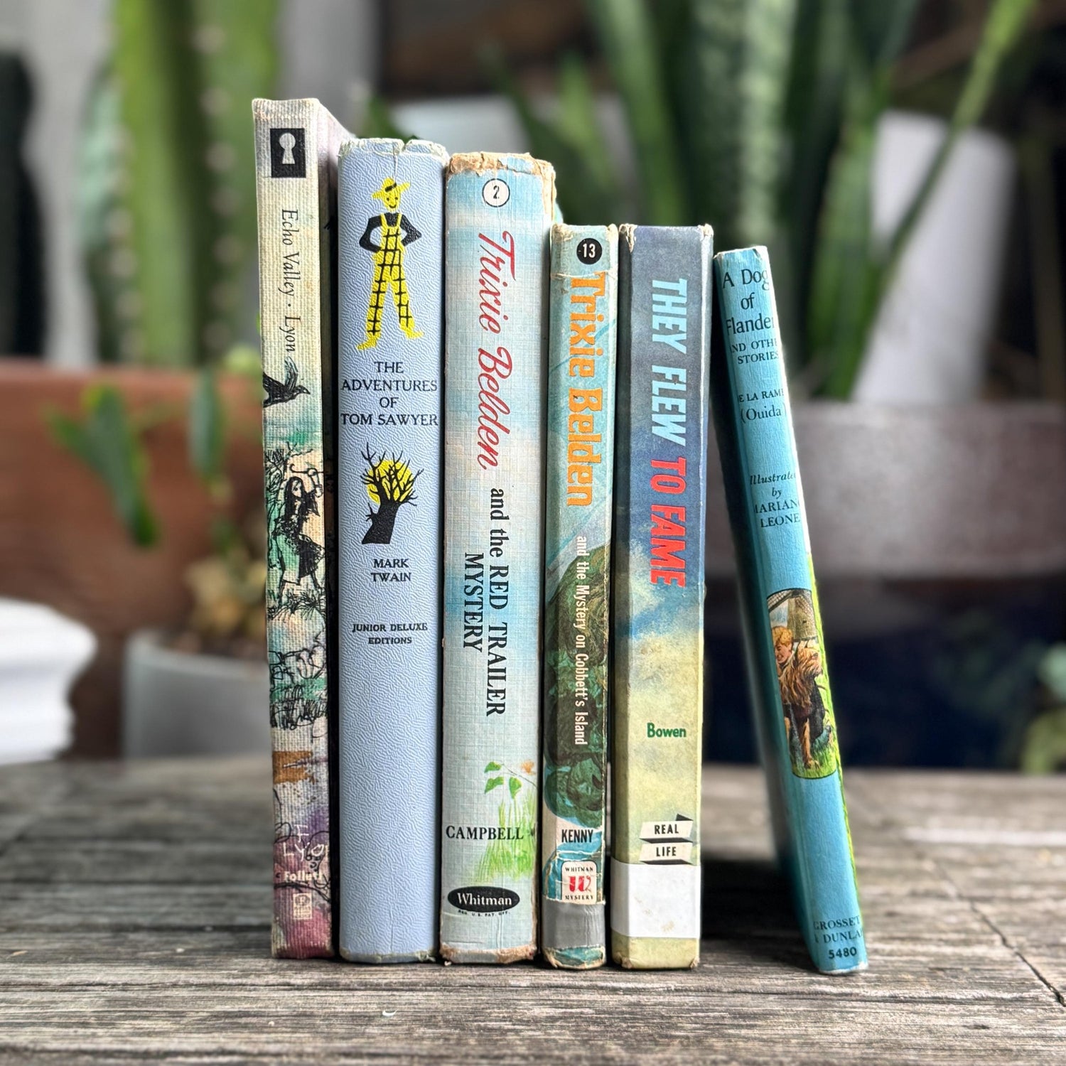 Vintage Children’s Book Set in Blue and Lilac - Pretty Old Books