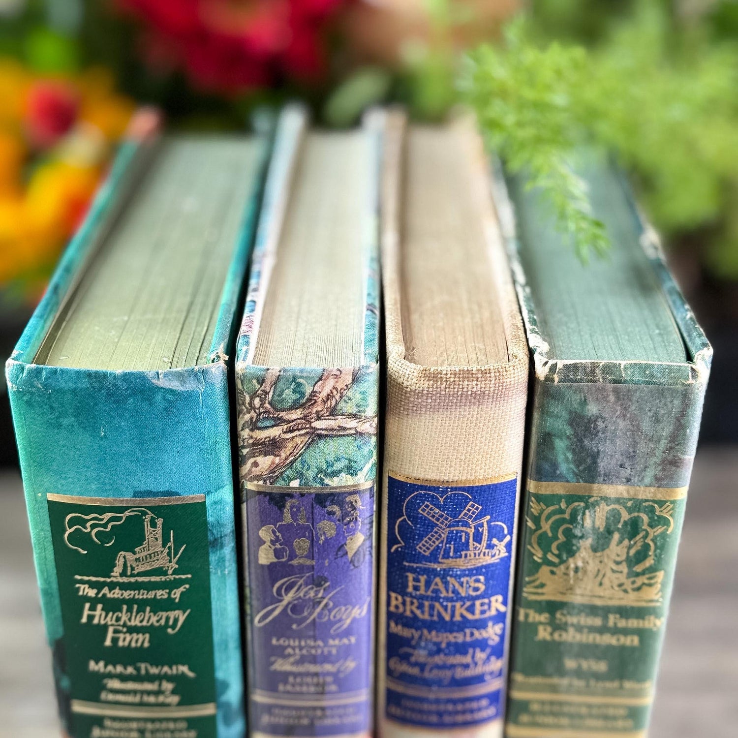 Vintage Children's Illustrated Junior Library Books, Purple Blue Beige - Pretty Old Books