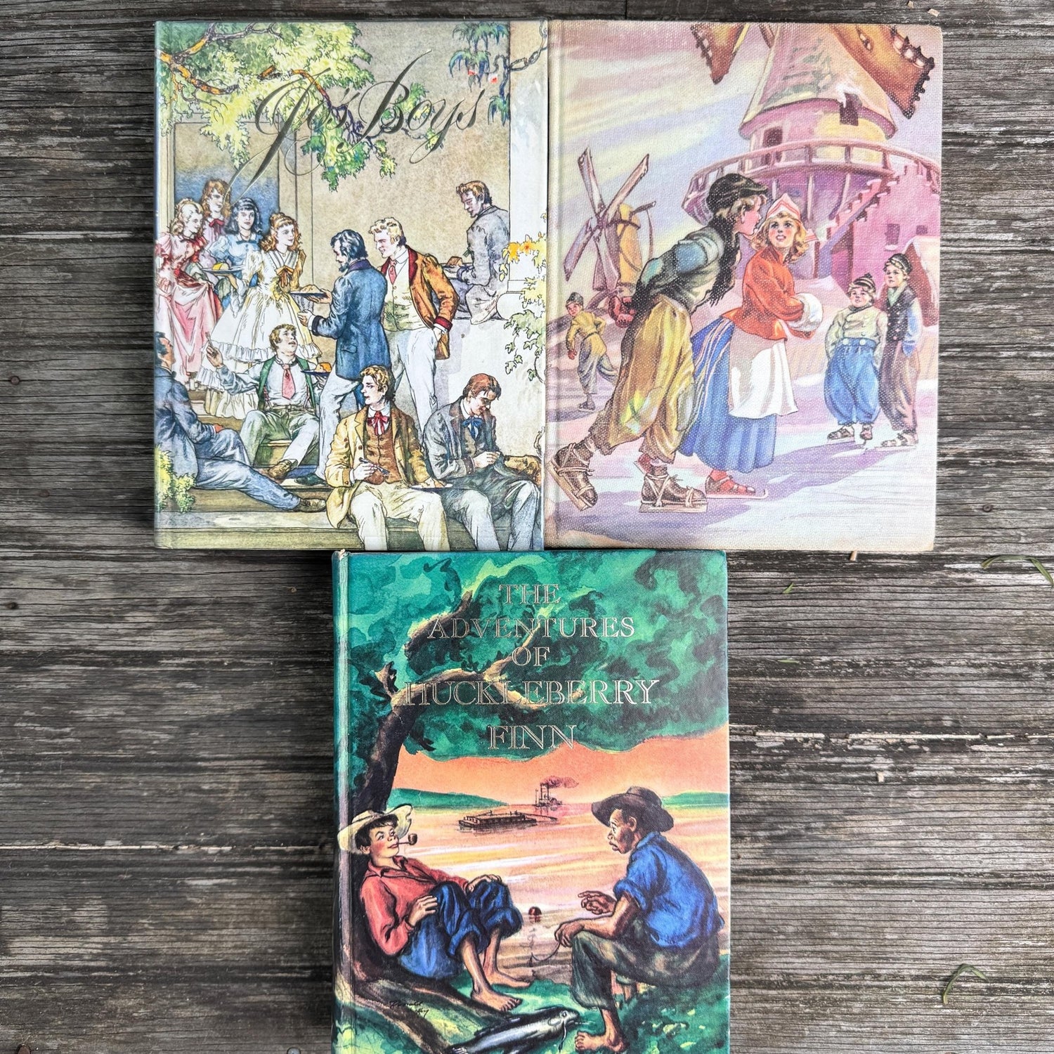 Vintage Children's Illustrated Junior Library Books, Purple Blue Beige - Pretty Old Books