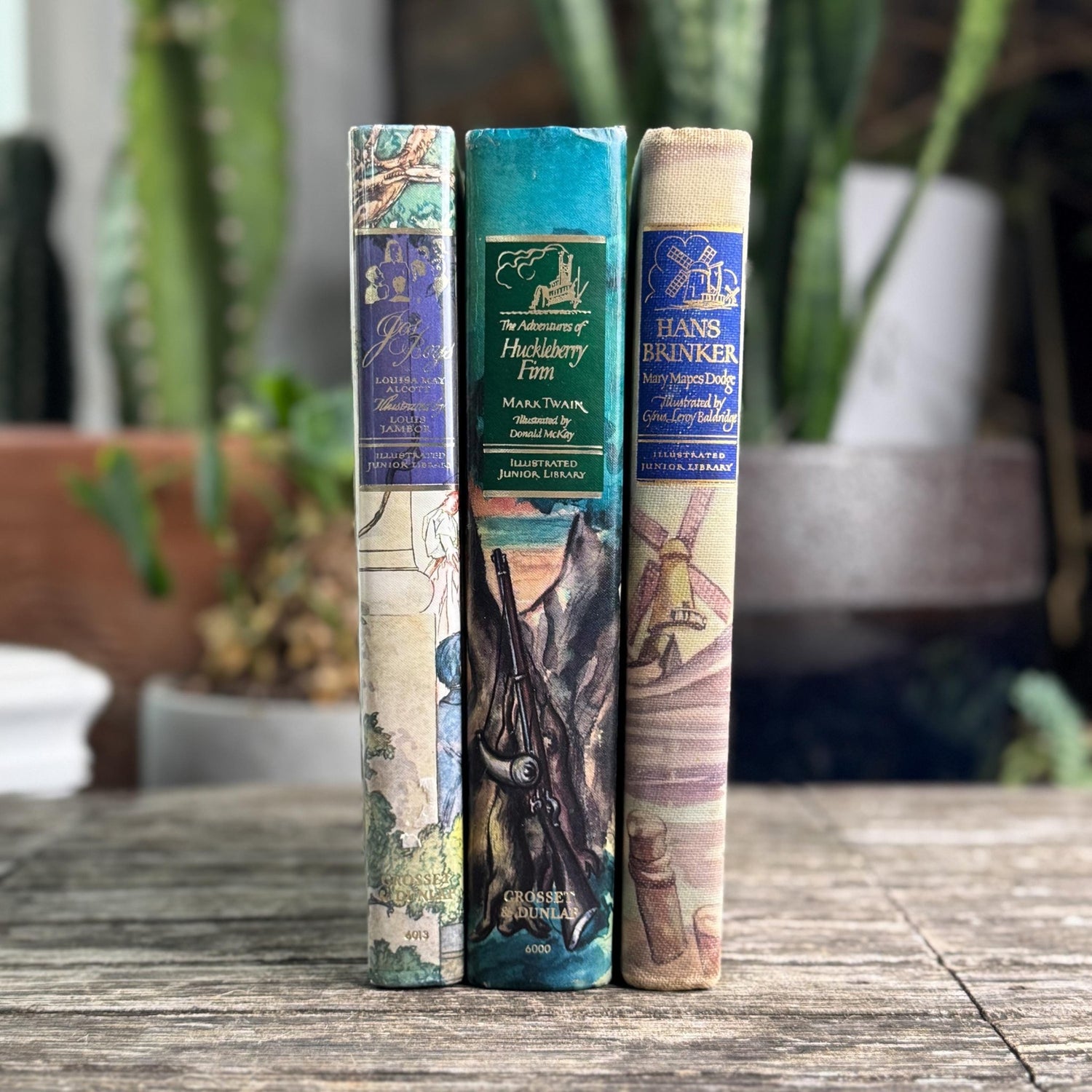 Vintage Children's Illustrated Junior Library Books, Purple Blue Beige - Pretty Old Books