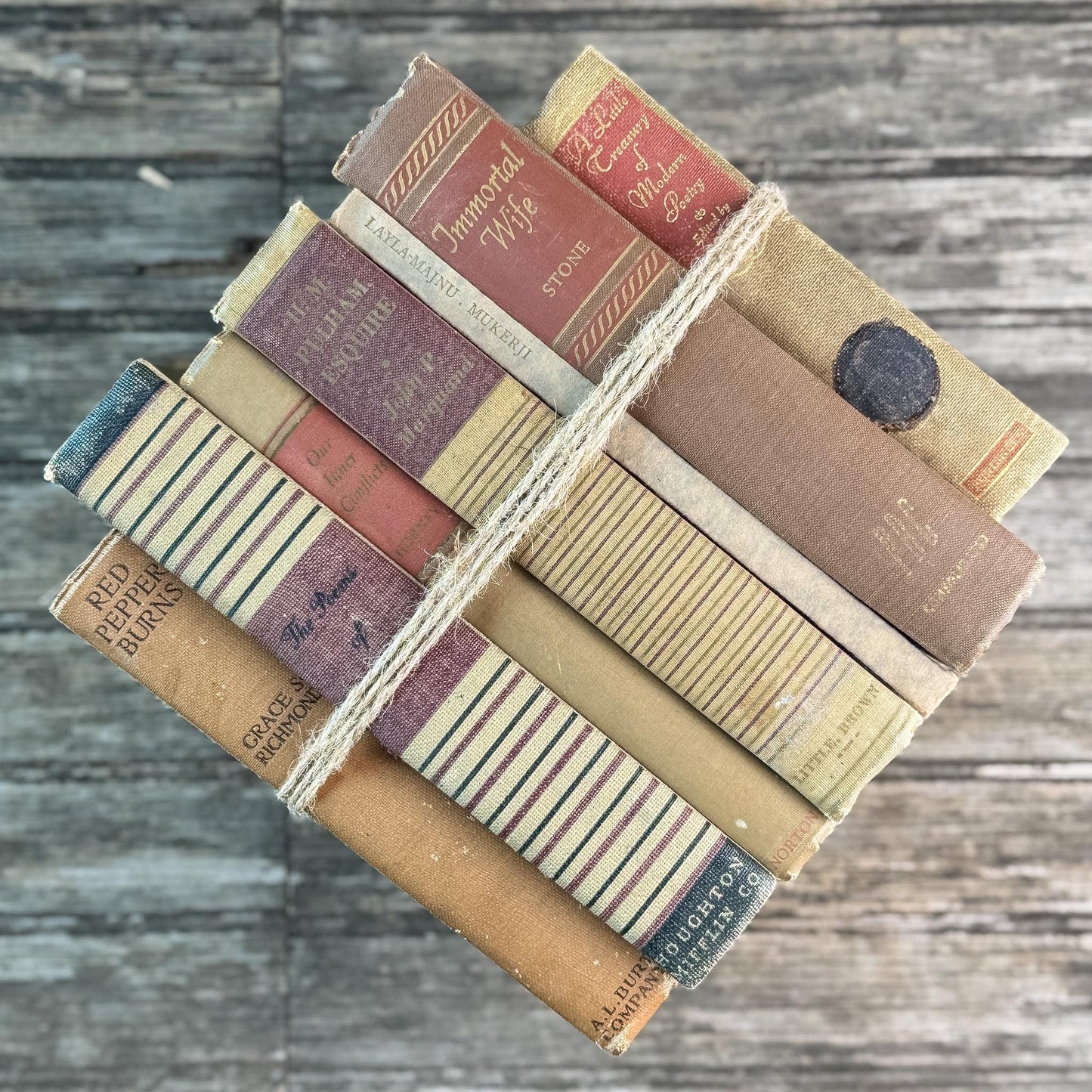 Vintage Copper, Tan, Brown, and Red Books for Decor - Pretty Old Books