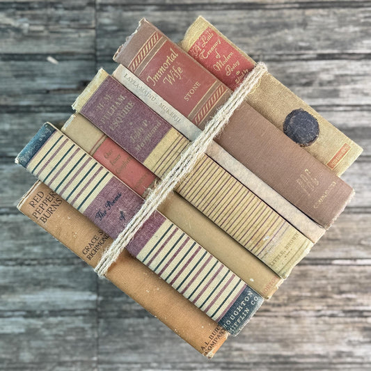 Vintage Copper, Tan, Brown, and Red Books for Decor - Pretty Old Books