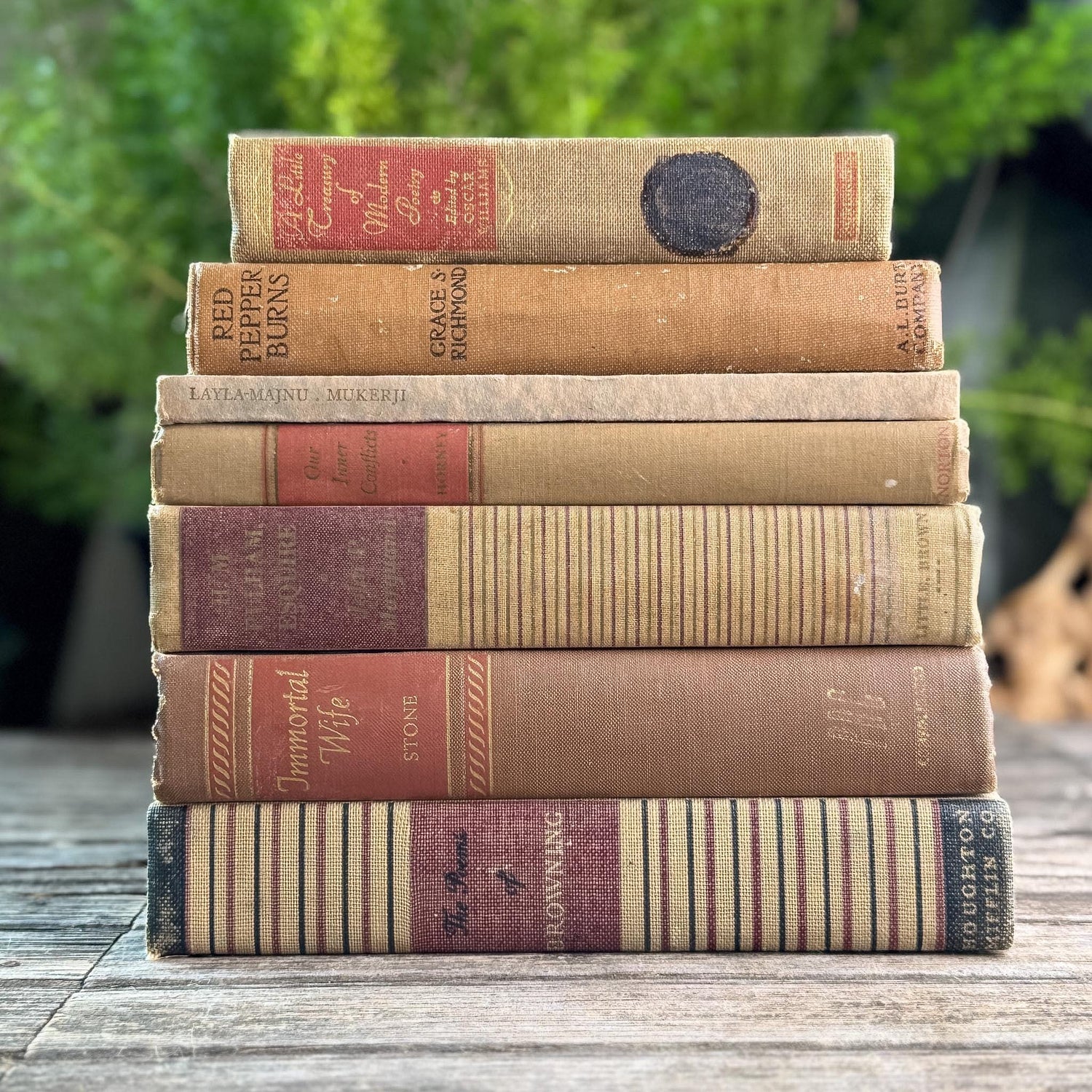 Vintage Copper, Tan, Brown, and Red Books for Decor - Pretty Old Books