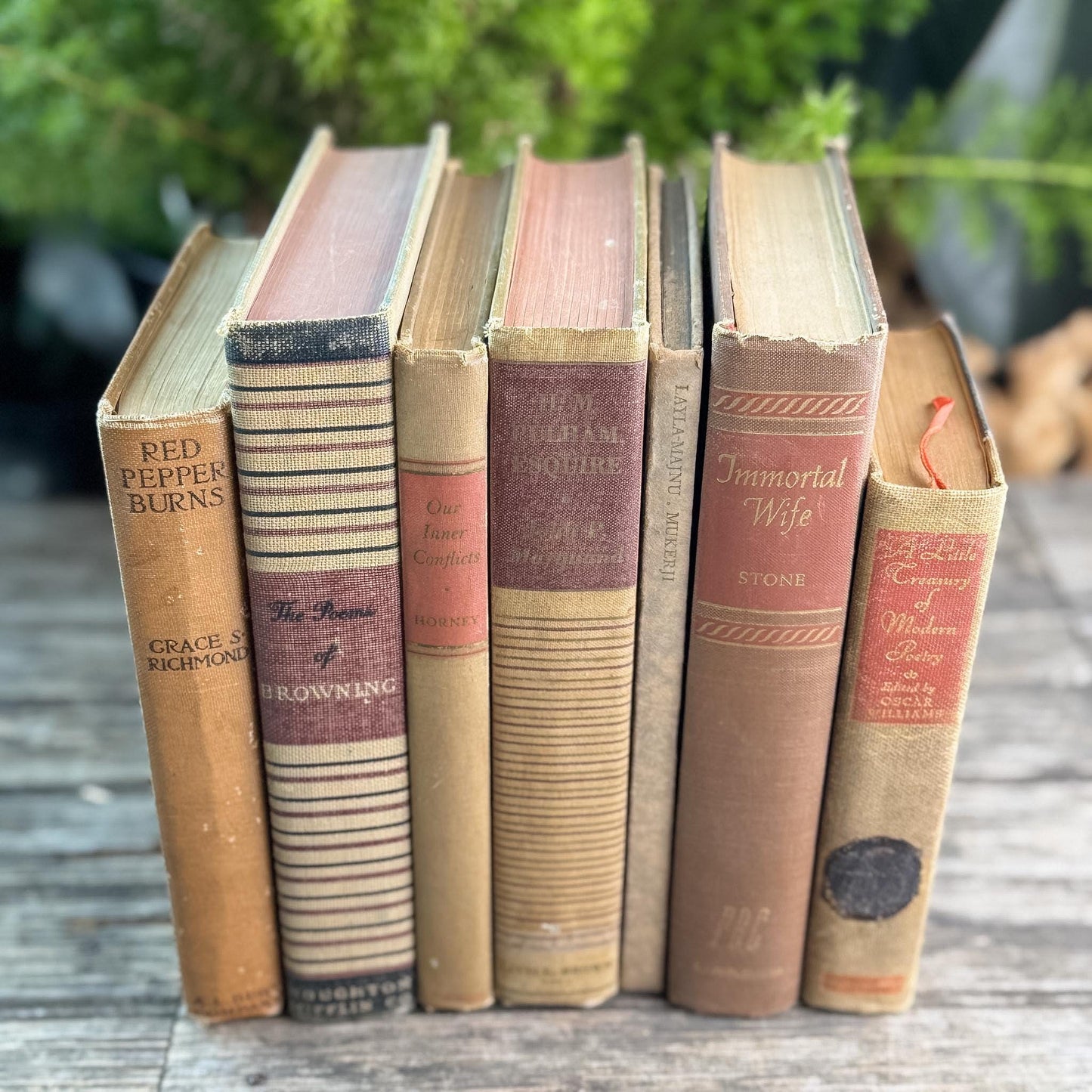 Vintage Copper, Tan, Brown, and Red Books for Decor - Pretty Old Books