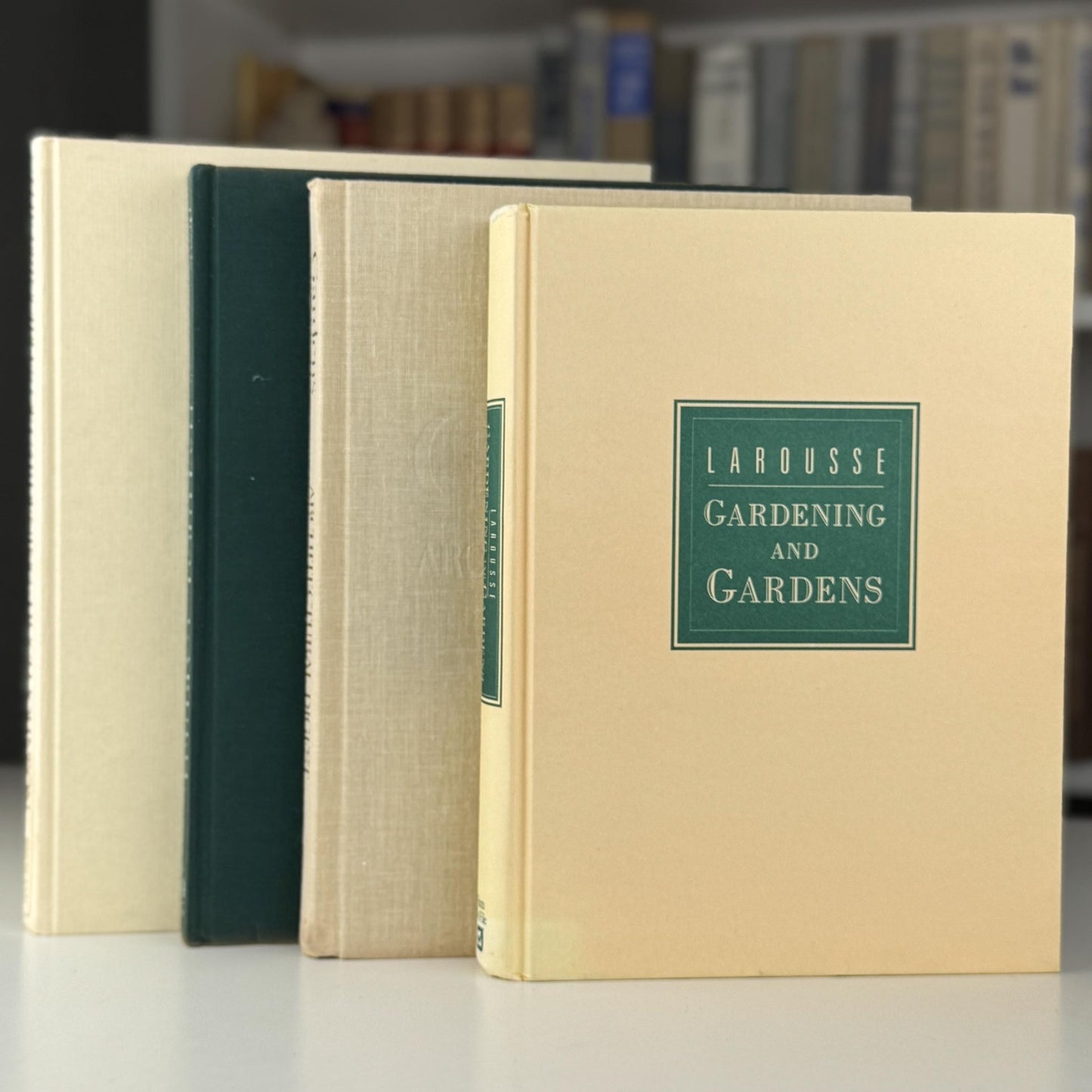 Vintage Cream and Green Gardening Coffee Table Book Bundle for Shelf Styling - Pretty Old Books