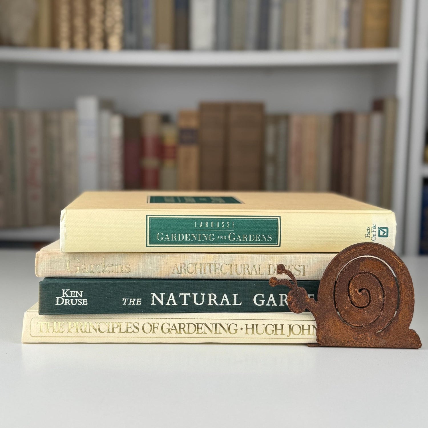Vintage Cream and Green Gardening Coffee Table Book Bundle for Shelf Styling - Pretty Old Books