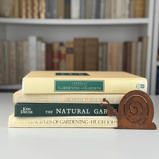 Vintage Cream and Green Gardening Coffee Table Book Bundle for Shelf Styling - Pretty Old Books