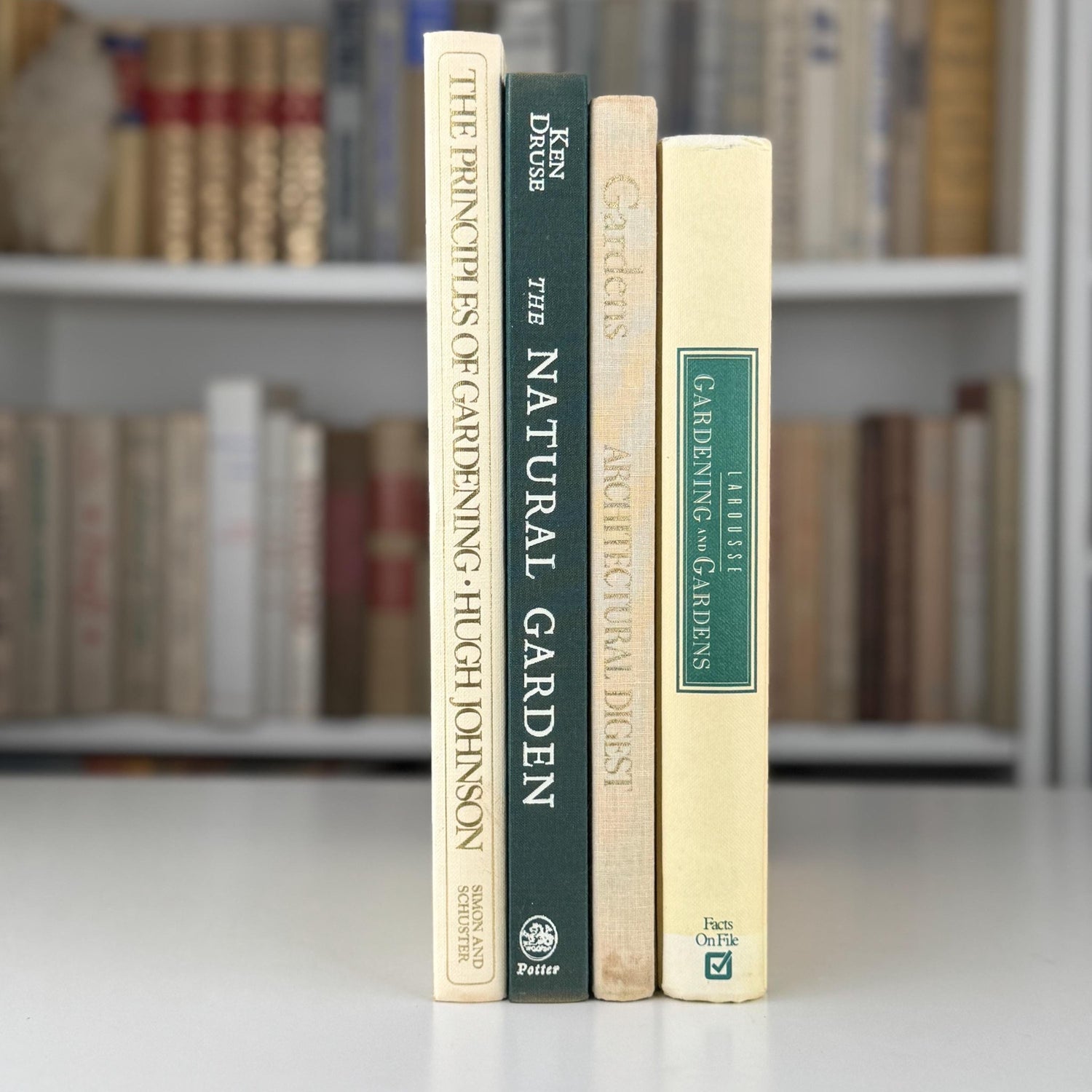 Vintage Cream and Green Gardening Coffee Table Book Bundle for Shelf Styling - Pretty Old Books