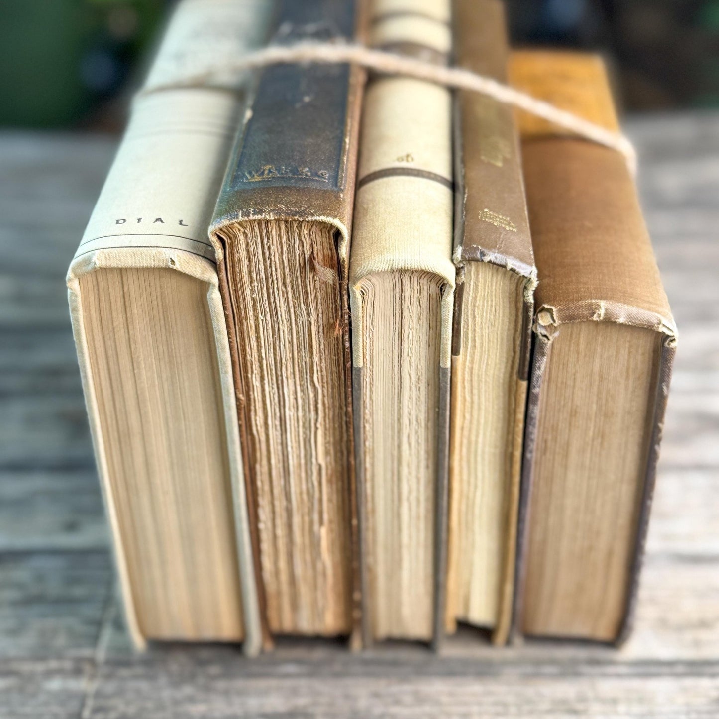 Vintage Cream, Taupe, and Chocolate Brown Masculine Mid Century Book Set - Pretty Old Books