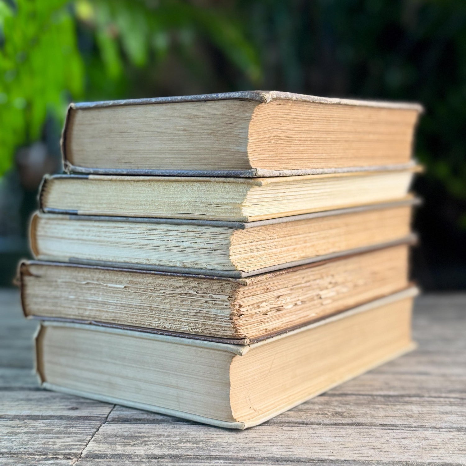 Vintage Cream, Taupe, and Chocolate Brown Masculine Mid Century Book Set - Pretty Old Books