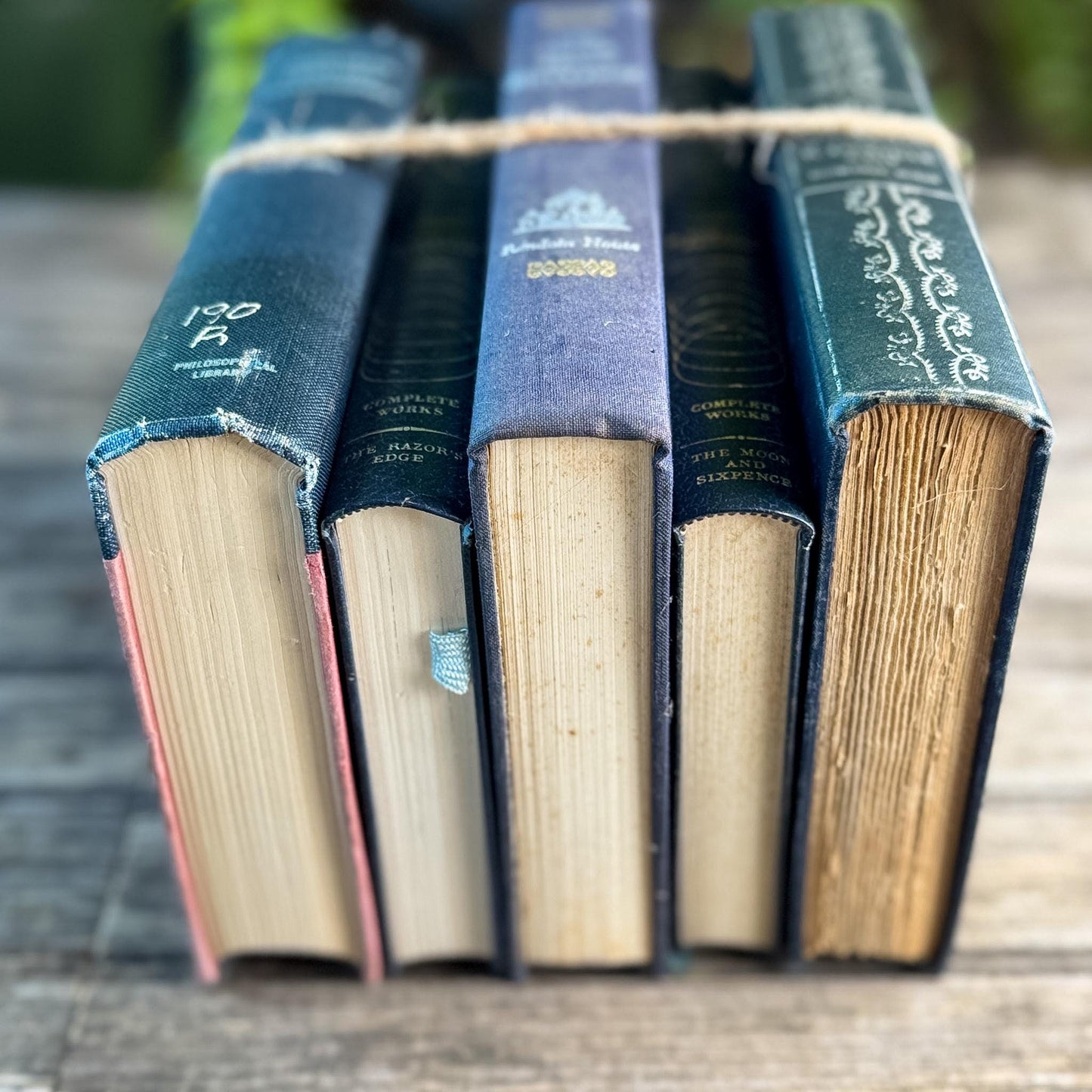 Vintage Dark Blue and Silver Book Set for Moody Shelf Styling - Pretty Old Books