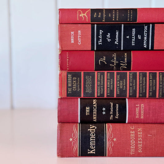 VIntage Decorative Black and Red Books for Display, Formal Room, Office Decor - Pretty Old Books