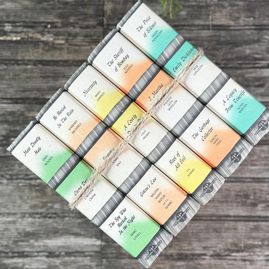 Vintage Detective Book Club Bundle, Soft Pastel Spines for Cozy Mystery Home Decor - Pretty Old Books