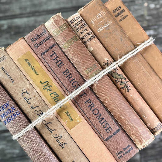 Vintage Earth - Toned Book Set in Neutral Brown, Copper, Tan, Beige - Pretty Old Books