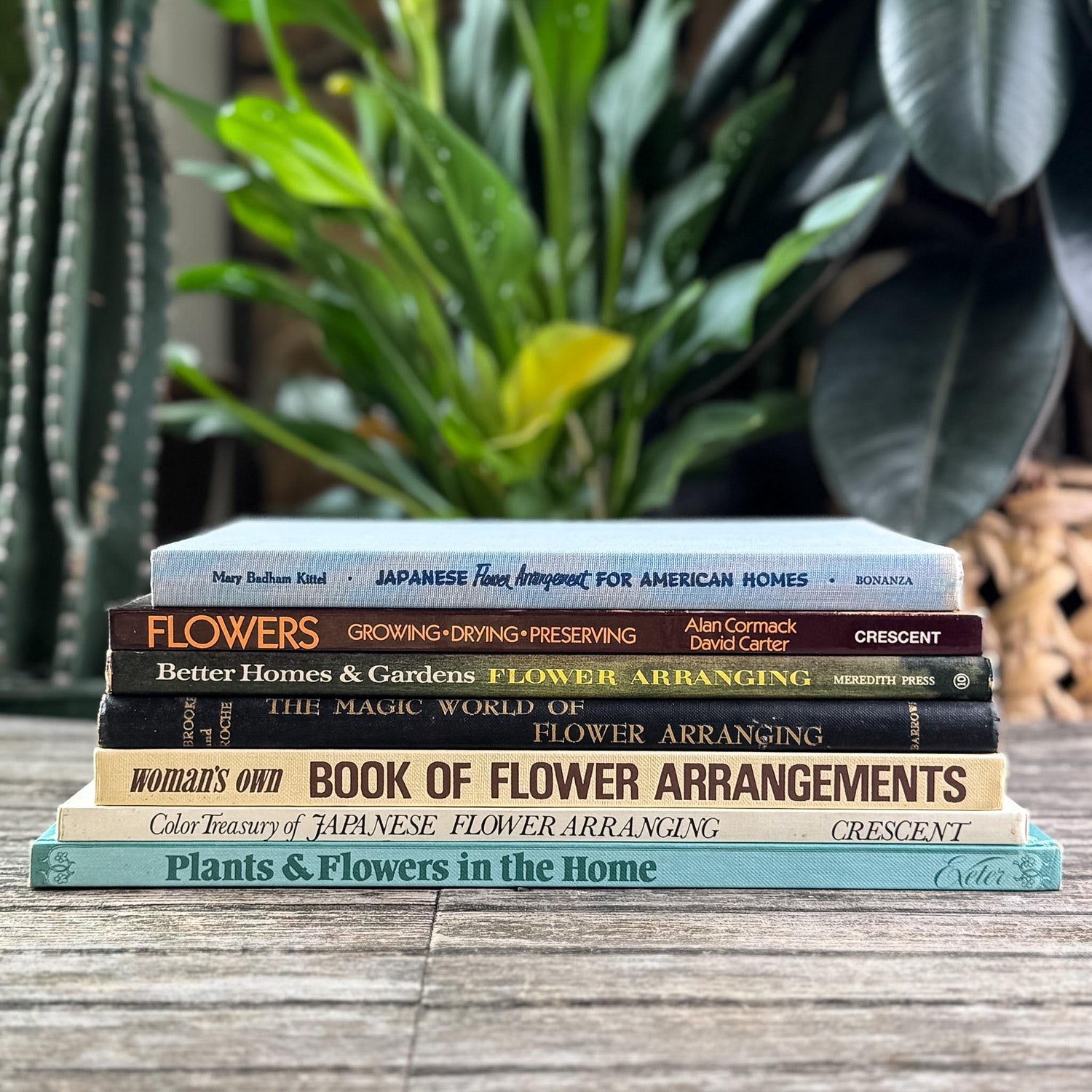 Vintage Flower Arranging Coffee Table Book Bundle for Shelf Styling - Pretty Old Books