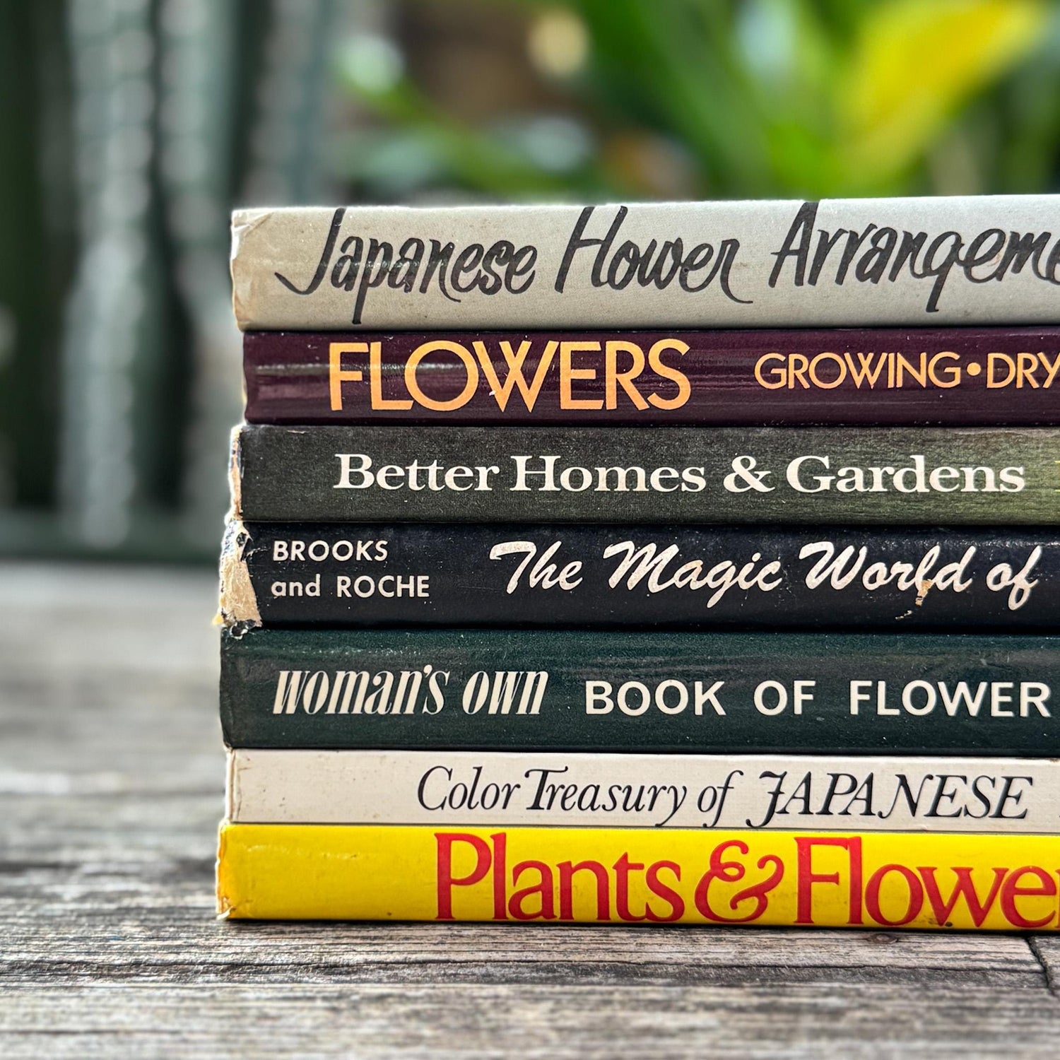 Vintage Flower Arranging Coffee Table Book Bundle for Shelf Styling - Pretty Old Books