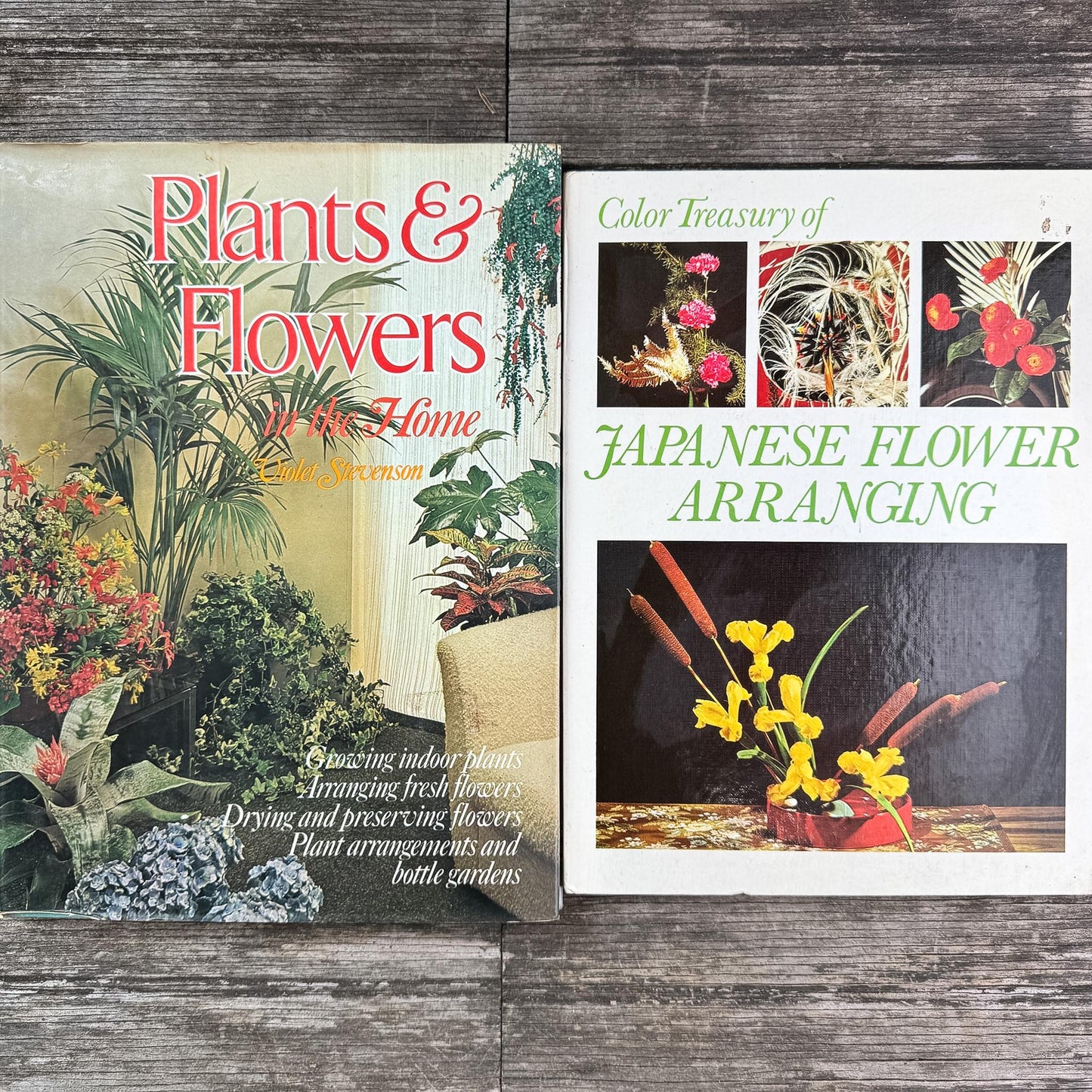 Vintage Flower Arranging Coffee Table Book Bundle for Shelf Styling - Pretty Old Books