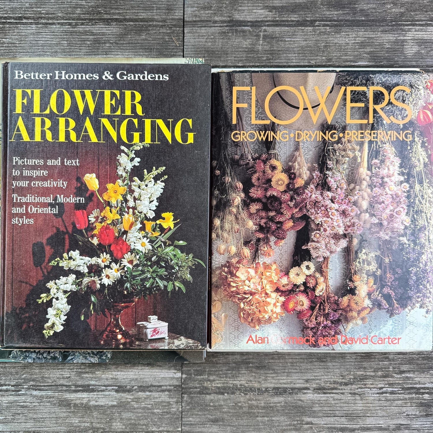 Vintage Flower Arranging Coffee Table Book Bundle for Shelf Styling - Pretty Old Books