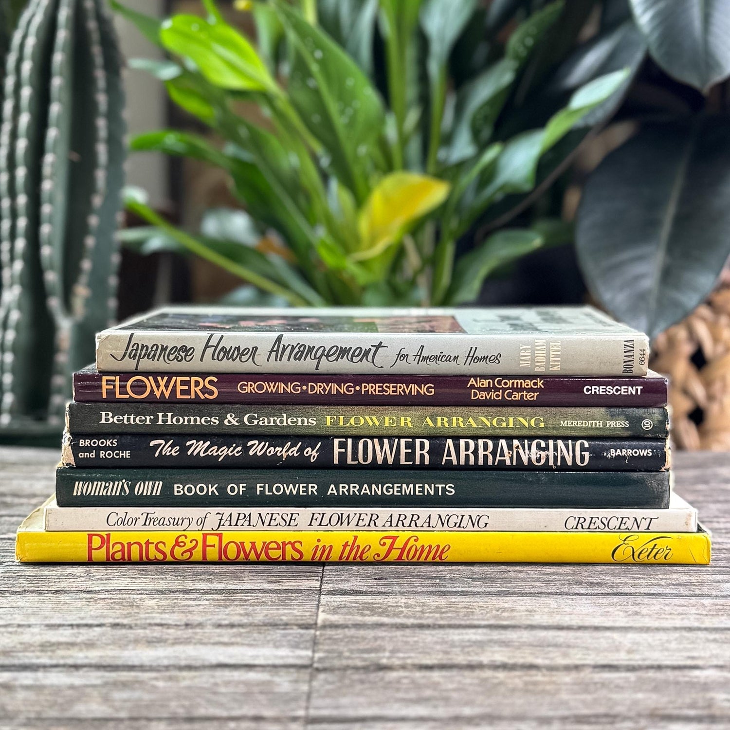 Vintage Flower Arranging Coffee Table Book Bundle for Shelf Styling - Pretty Old Books