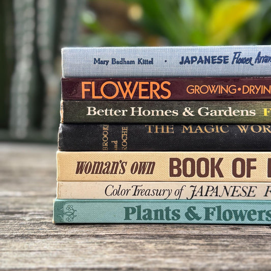 Vintage Flower Arranging Coffee Table Book Bundle for Shelf Styling - Pretty Old Books