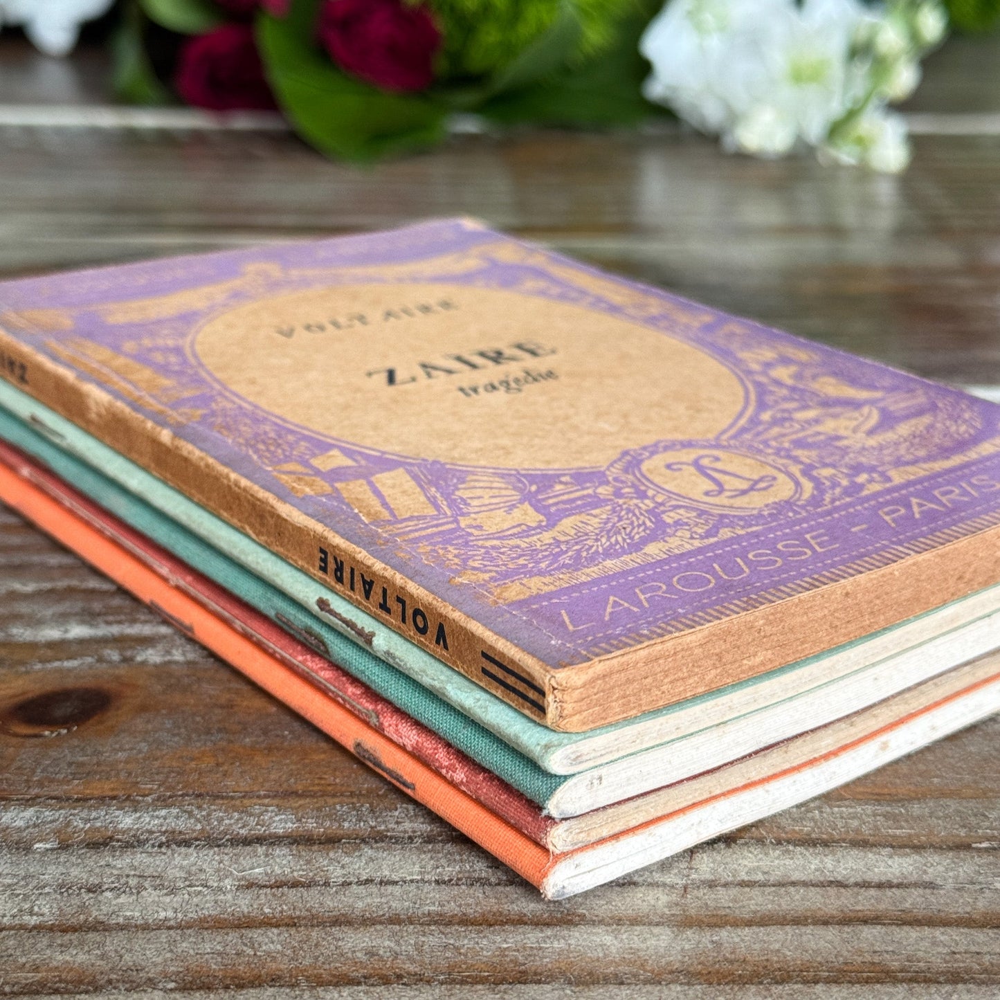 Vintage French Paperbacks, Colorful Midcentury French Study Texts - Pretty Old Books