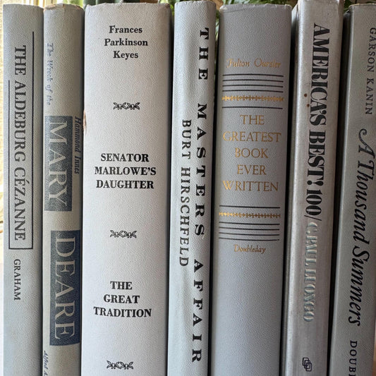 Vintage Gray and Black Book Set for Mid - Century Modern Shelf Styling - Pretty Old Books