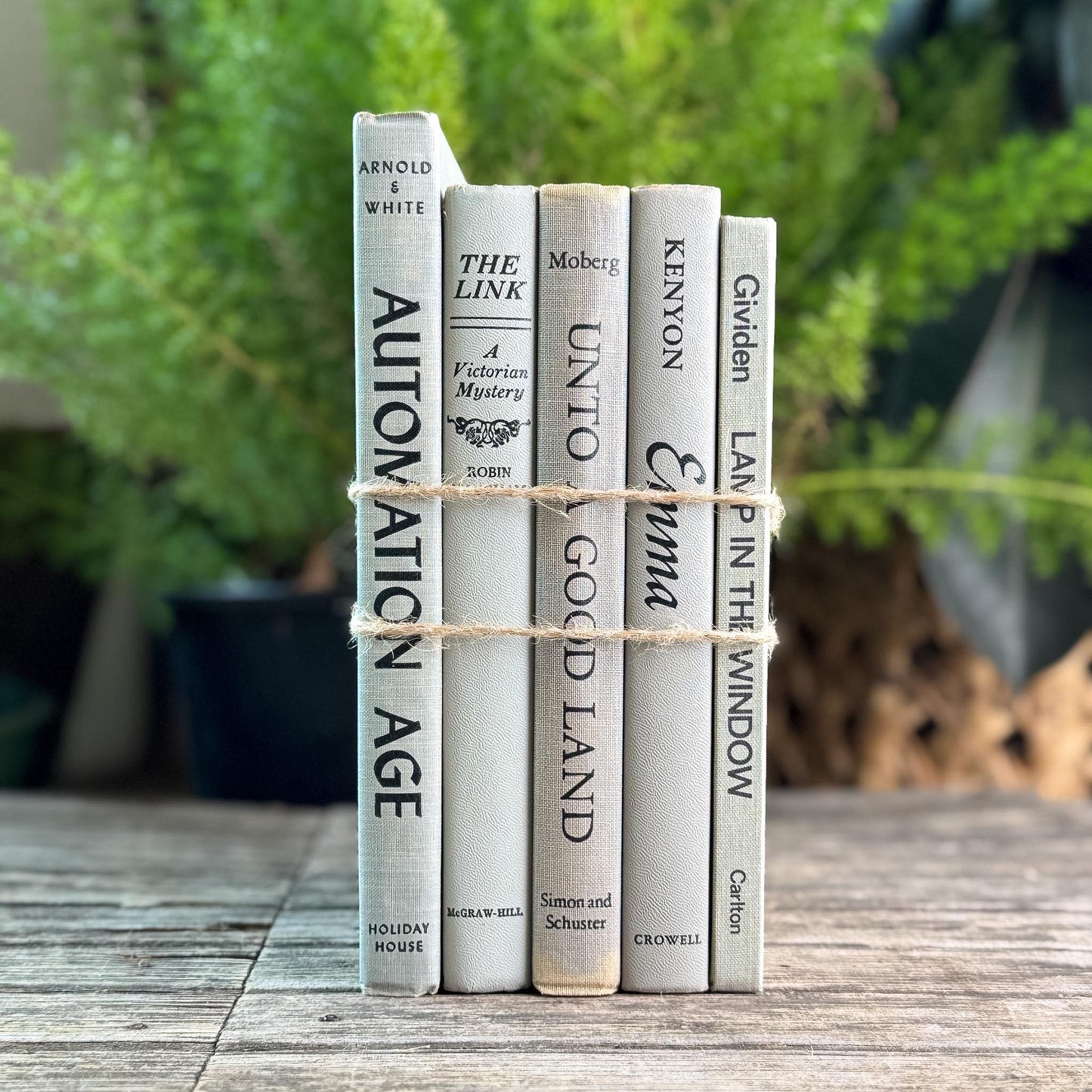 Vintage Gray and Black Book Set For Shelf Styling - Pretty Old Books