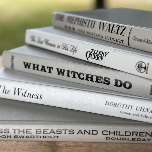 Vintage Gray and Black Retro Book Set For Shelf Styling - Pretty Old Books