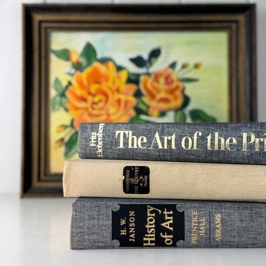 Vintage Gray and Cream Oversized Fine Art Book Bundle - Pretty Old Books