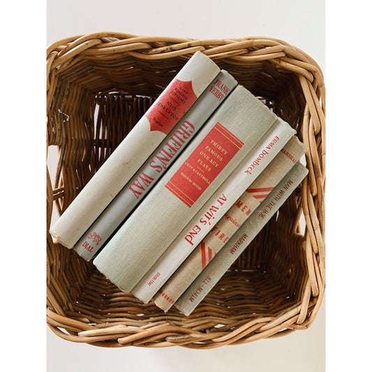 Vintage Gray and Red Book Set, Mid - Century Modern Books for Shelf Styling - Pretty Old Books