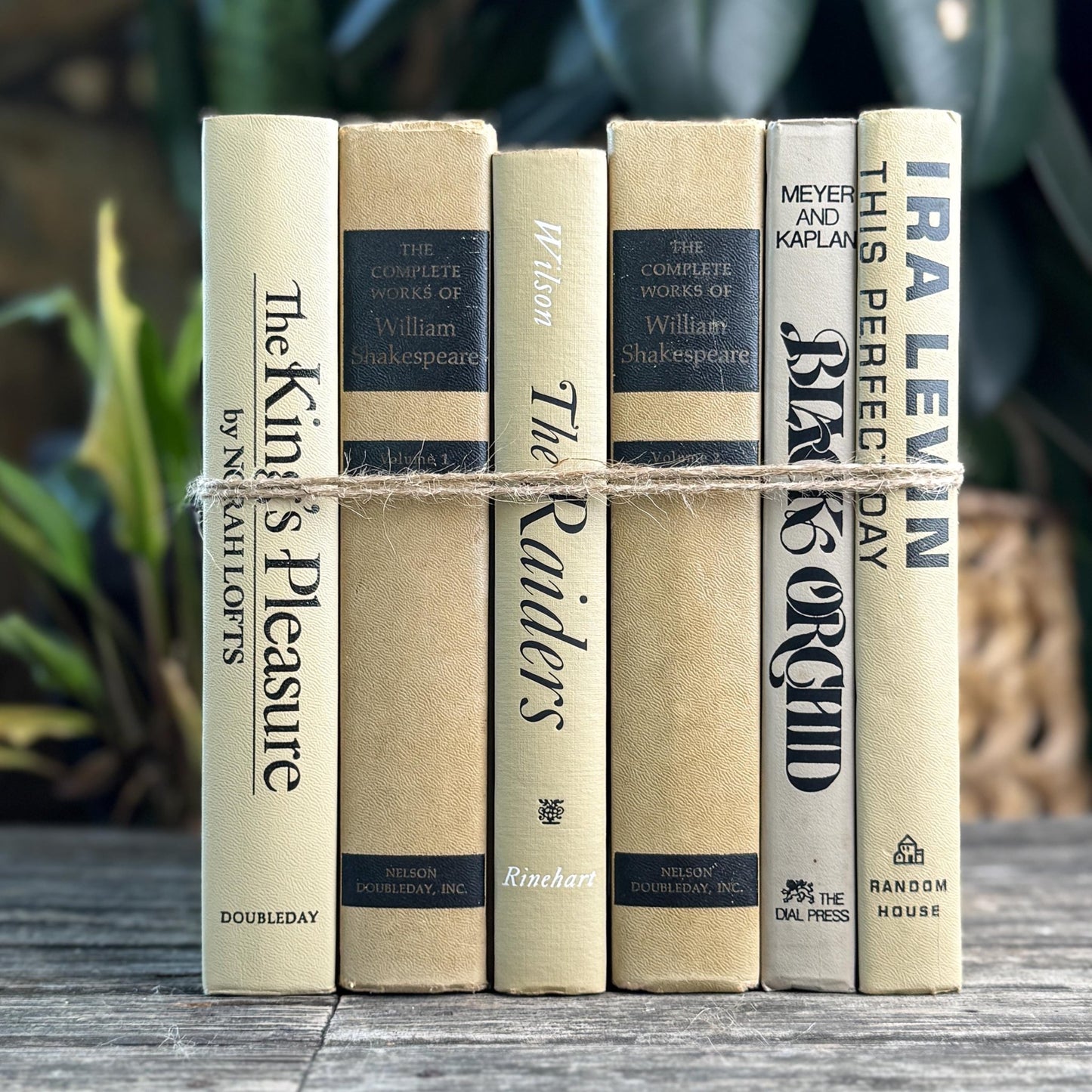 Vintage Gray Tan and Black Mid Century Book Set - Pretty Old Books