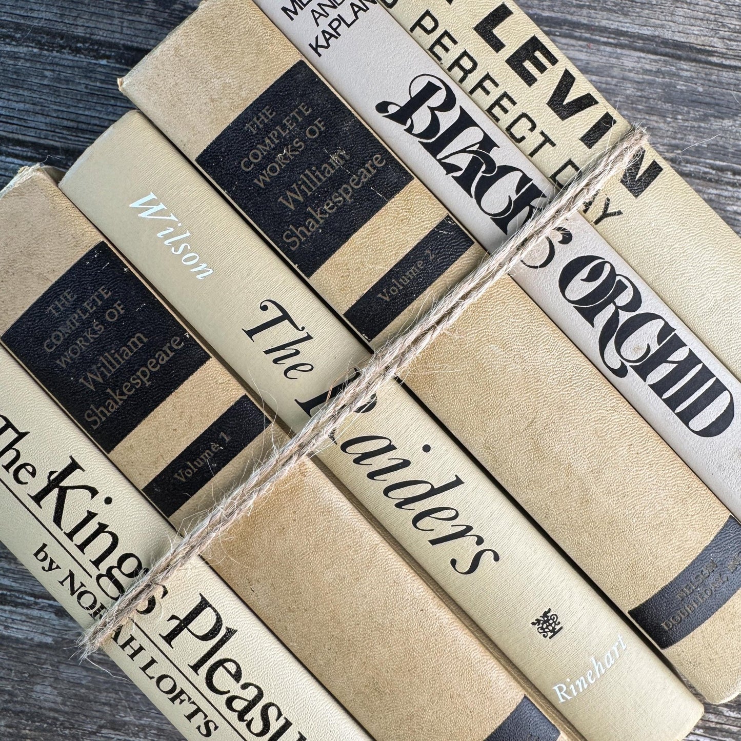 Vintage Gray Tan and Black Mid Century Book Set - Pretty Old Books