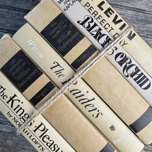 Vintage Gray Tan and Black Mid Century Book Set - Pretty Old Books