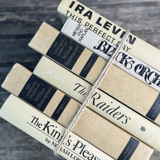 Vintage Gray Tan and Black Mid Century Book Set - Pretty Old Books