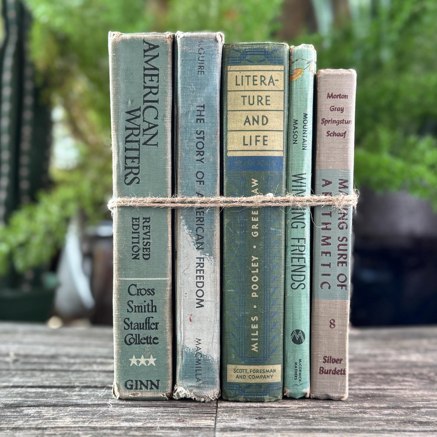 Vintage Green and Gray Mid - Century Textbook Bundle - Pretty Old Books