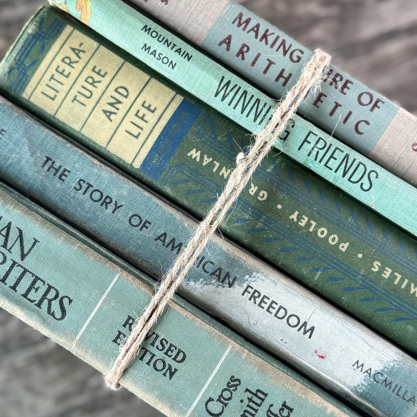 Vintage Green and Gray Mid - Century Textbook Bundle - Pretty Old Books