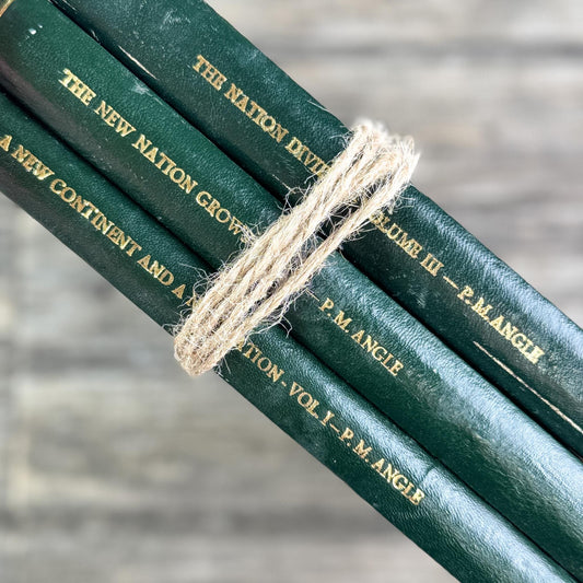 Vintage Green Leather Book Bundle, The American Reader, Paul M. Angle - Pretty Old Books