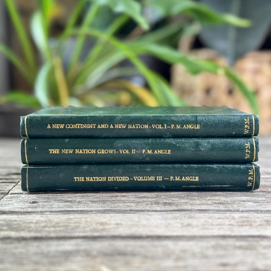 Vintage Green Leather Book Bundle, The American Reader, Paul M. Angle - Pretty Old Books