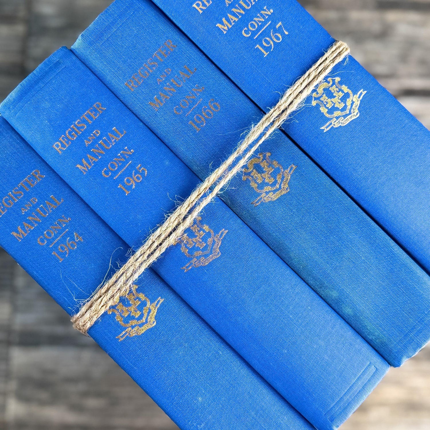 Vintage Indigo Blue Connecticut State Register & Manual Set - Pretty Old Books