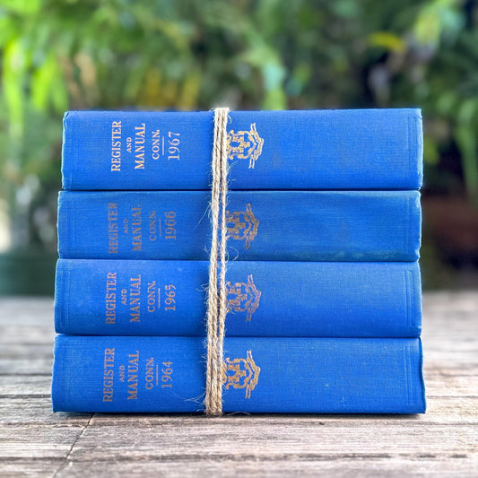 Vintage Indigo Blue Connecticut State Register & Manual Set - Pretty Old Books