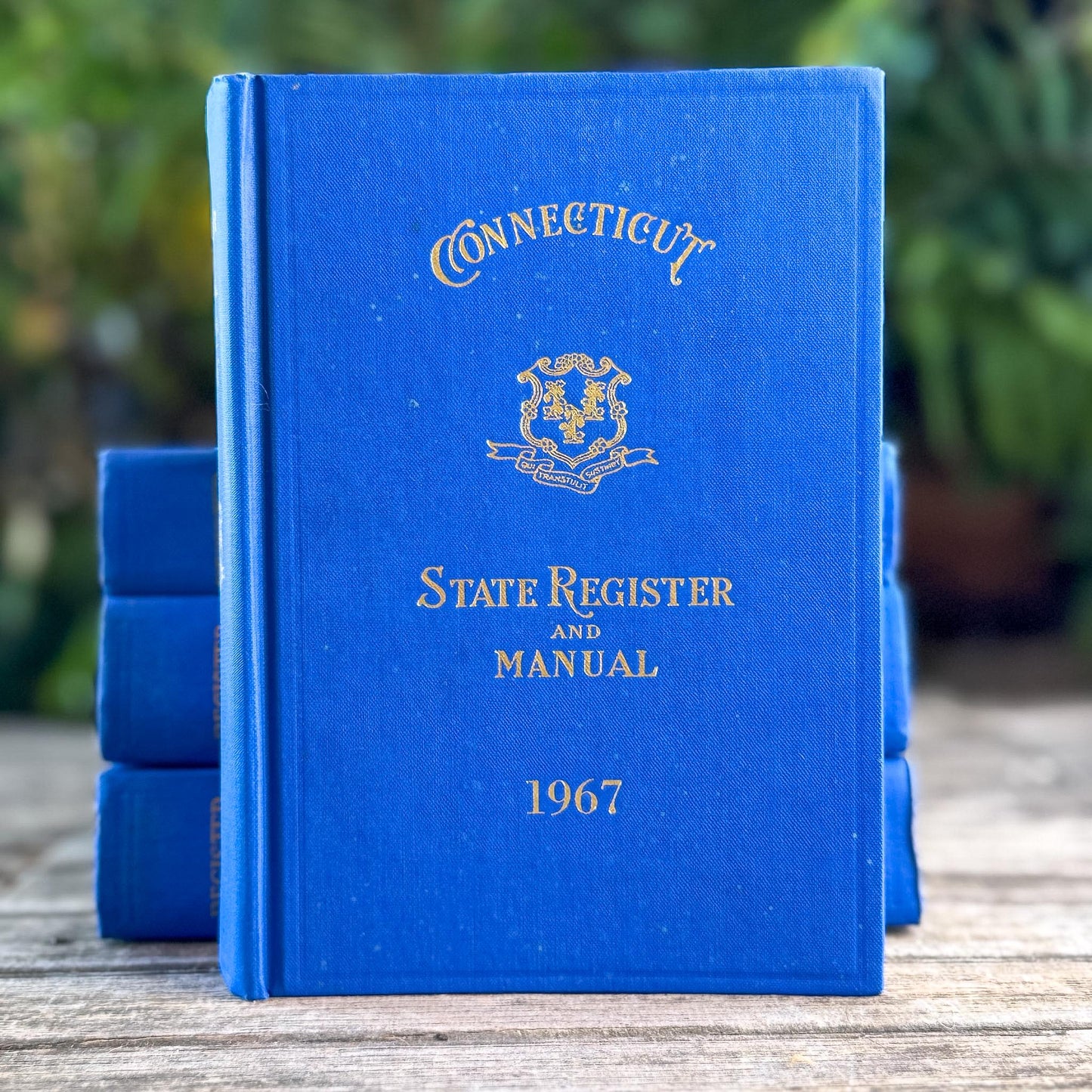 Vintage Indigo Blue Connecticut State Register & Manual Set - Pretty Old Books
