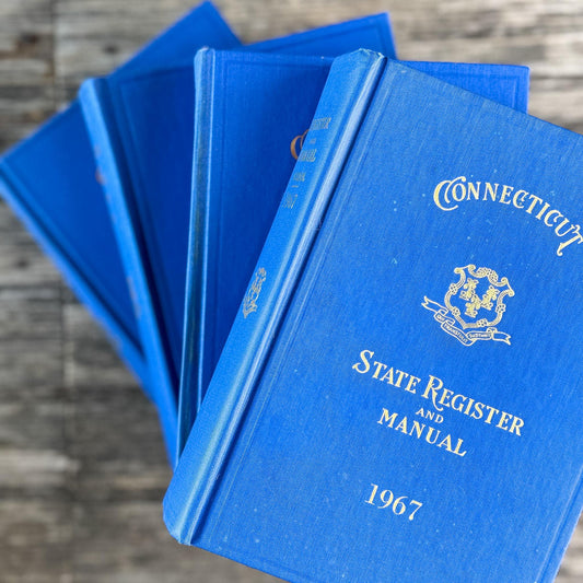 Vintage Indigo Blue Connecticut State Register & Manual Set - Pretty Old Books